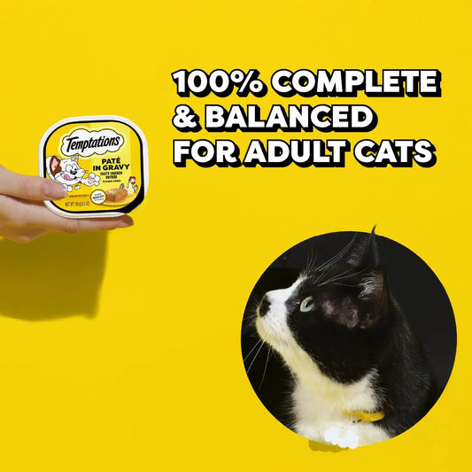 Temptations Pate in Gravy Wet Cat Food, Variety Pack, 3.5 oz, 36 Count