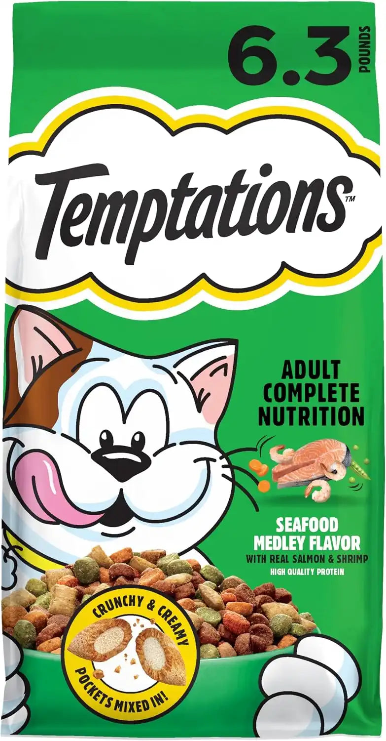Temptations Adult Dry Cat Food, Seafood Medley Flavor, 6.3 lb